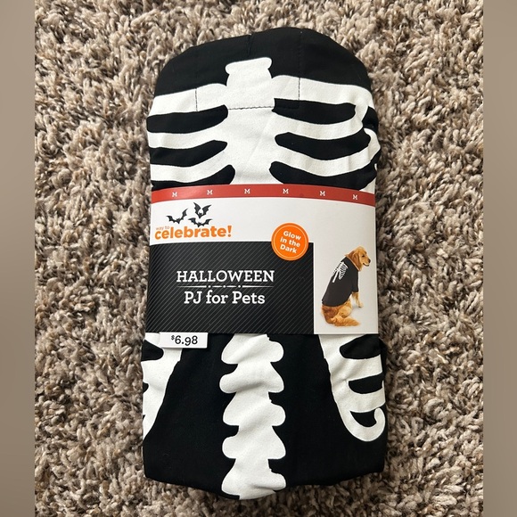 Way to Celebrate Other - Glow-in-the-Dark Skeleton Halloween Pet Pajamas - Size Medium- NWT